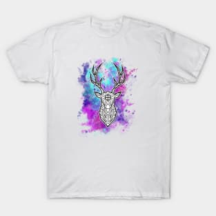 water-color Deer Head T-Shirt